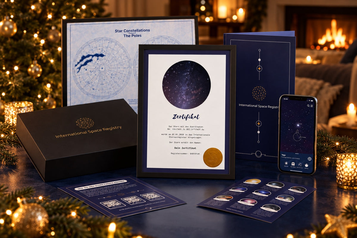 Galaxieregister Sterntaufe Geschenkset als persönliches Weihnachtsgeschenk