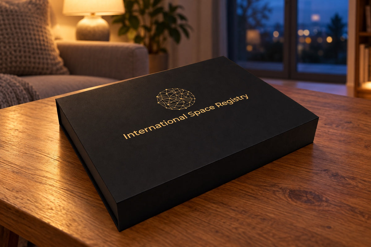 Geschlossene Galaxieregister Geschenkbox für eine persönliche Sternbenennung
